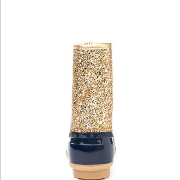 Sugar Duck Boots Women's Size 8 Gold Glitter & Navy Blue Lace-Up Shearling NIB - Picture 3 of 7